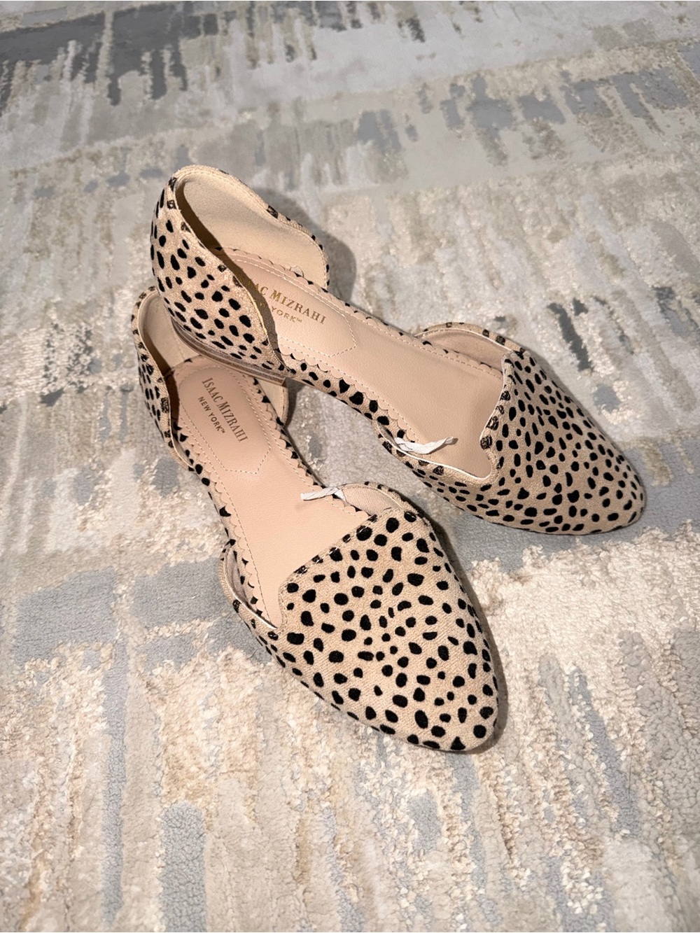 Isaac Mizrahi Beige and Black Leopard-Print D'Orsay Flats